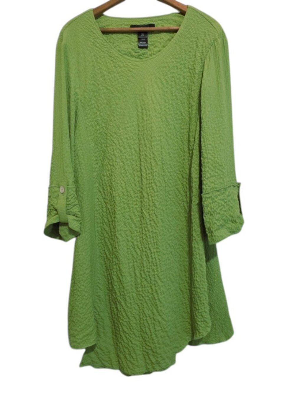 NWT Ali Miles Green Gauzy Dress Asymmetrical Lagenlook Fairy Boho Women LG $79